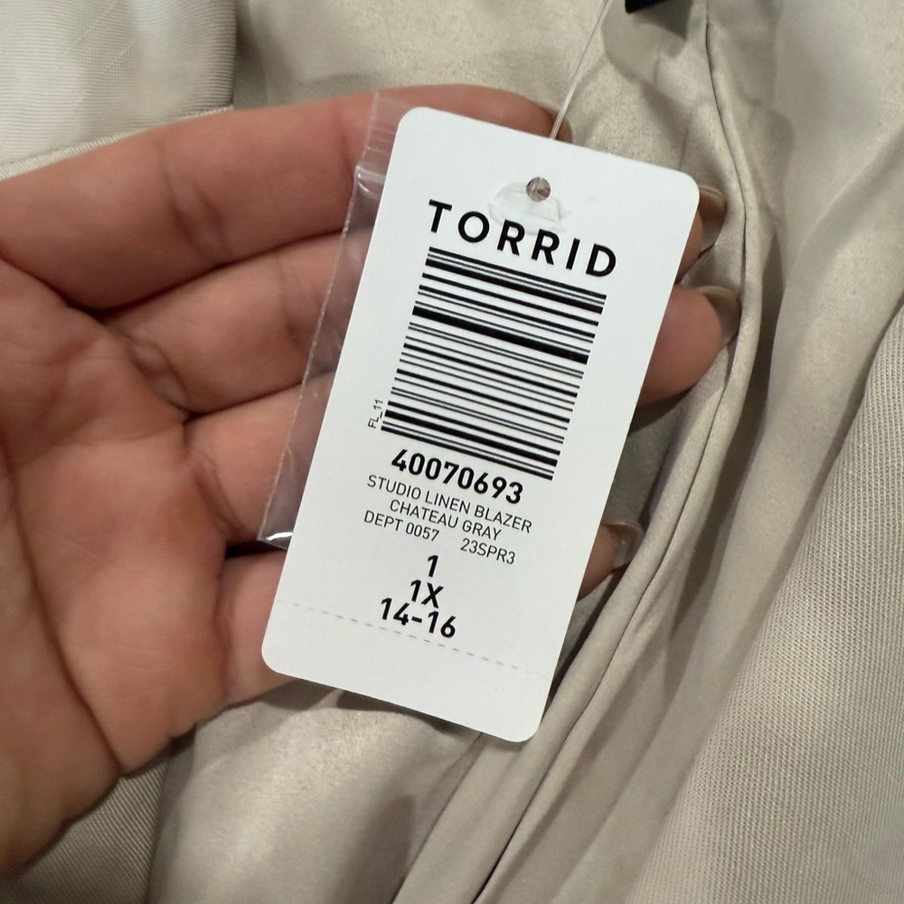 TORRID JACKET BLAZER STUDIO LINEN BLEND TOP sz 1 - Picture 5 of 7